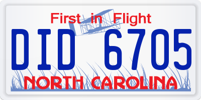 NC license plate DID6705