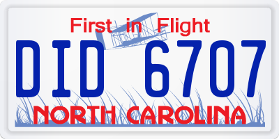 NC license plate DID6707