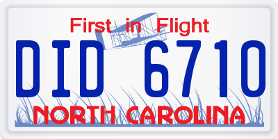 NC license plate DID6710