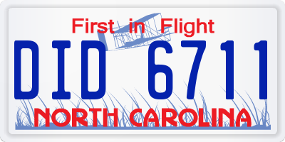 NC license plate DID6711