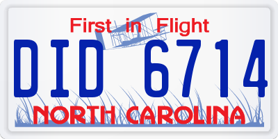 NC license plate DID6714