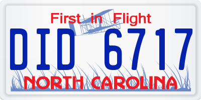 NC license plate DID6717