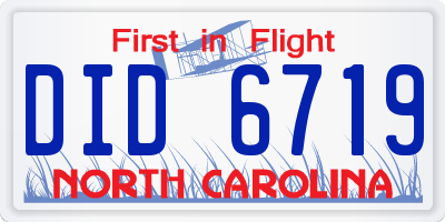 NC license plate DID6719