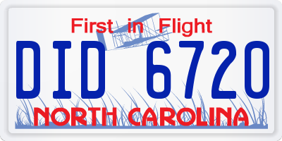 NC license plate DID6720