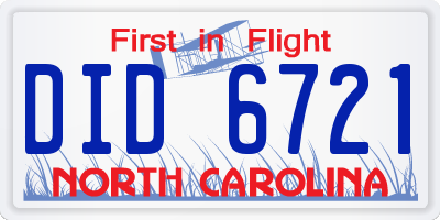NC license plate DID6721