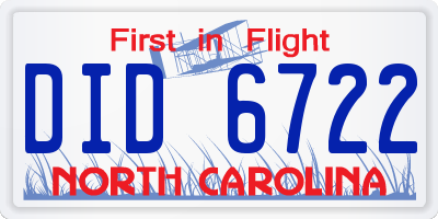 NC license plate DID6722