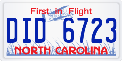 NC license plate DID6723