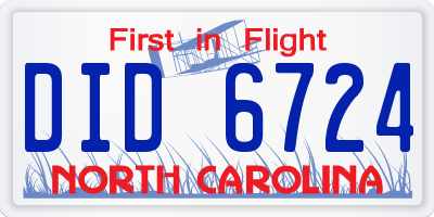 NC license plate DID6724