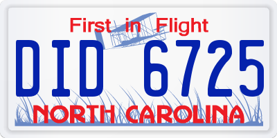 NC license plate DID6725