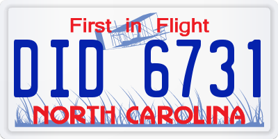 NC license plate DID6731