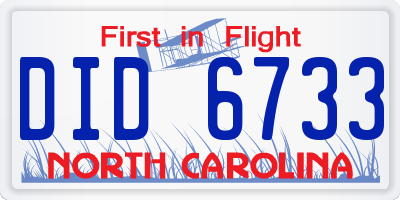 NC license plate DID6733