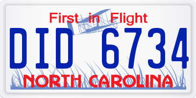 NC license plate DID6734