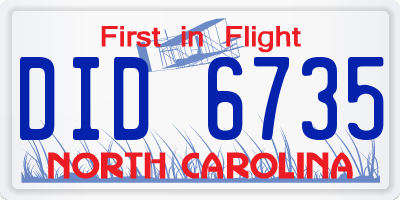 NC license plate DID6735
