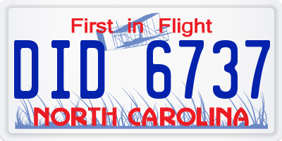NC license plate DID6737