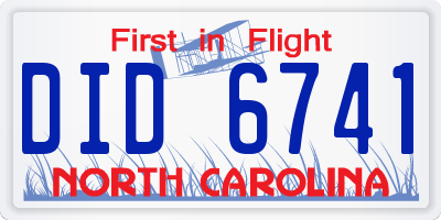 NC license plate DID6741