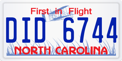 NC license plate DID6744