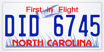 NC license plate DID6745