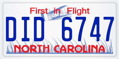 NC license plate DID6747
