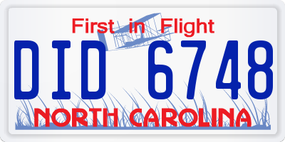 NC license plate DID6748