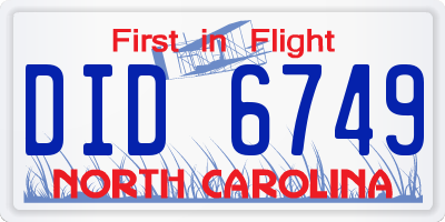 NC license plate DID6749