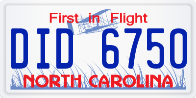 NC license plate DID6750