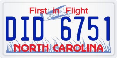 NC license plate DID6751