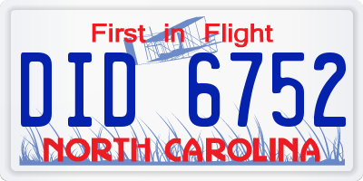 NC license plate DID6752