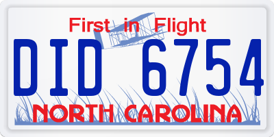 NC license plate DID6754