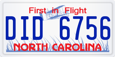 NC license plate DID6756