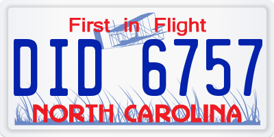 NC license plate DID6757