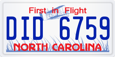 NC license plate DID6759