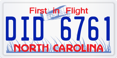 NC license plate DID6761