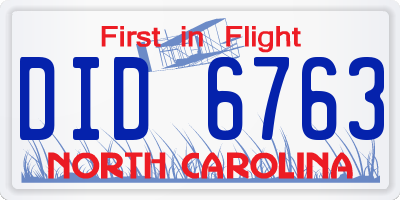 NC license plate DID6763