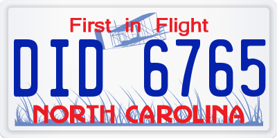 NC license plate DID6765