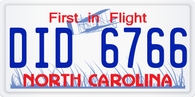 NC license plate DID6766