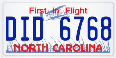 NC license plate DID6768
