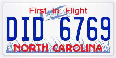 NC license plate DID6769