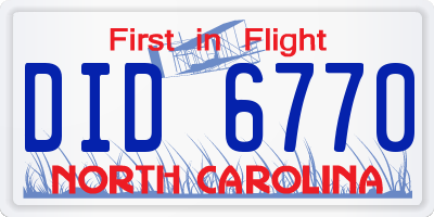 NC license plate DID6770