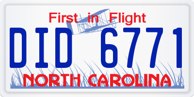 NC license plate DID6771