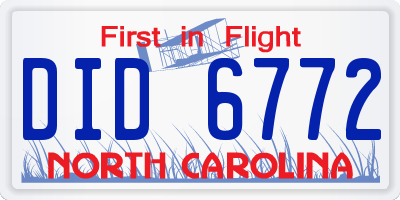 NC license plate DID6772