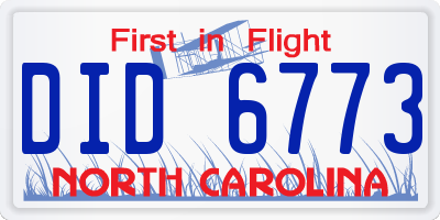 NC license plate DID6773