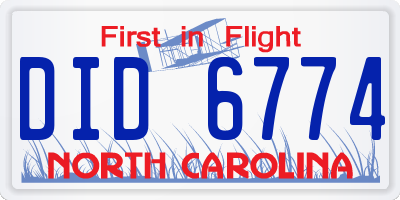 NC license plate DID6774