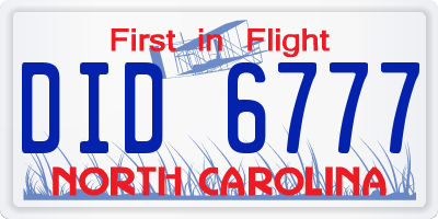 NC license plate DID6777