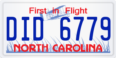 NC license plate DID6779