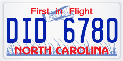 NC license plate DID6780