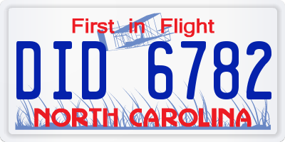 NC license plate DID6782