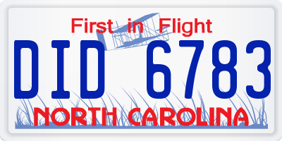 NC license plate DID6783