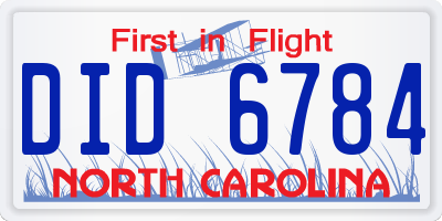NC license plate DID6784