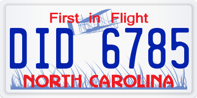 NC license plate DID6785
