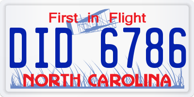 NC license plate DID6786